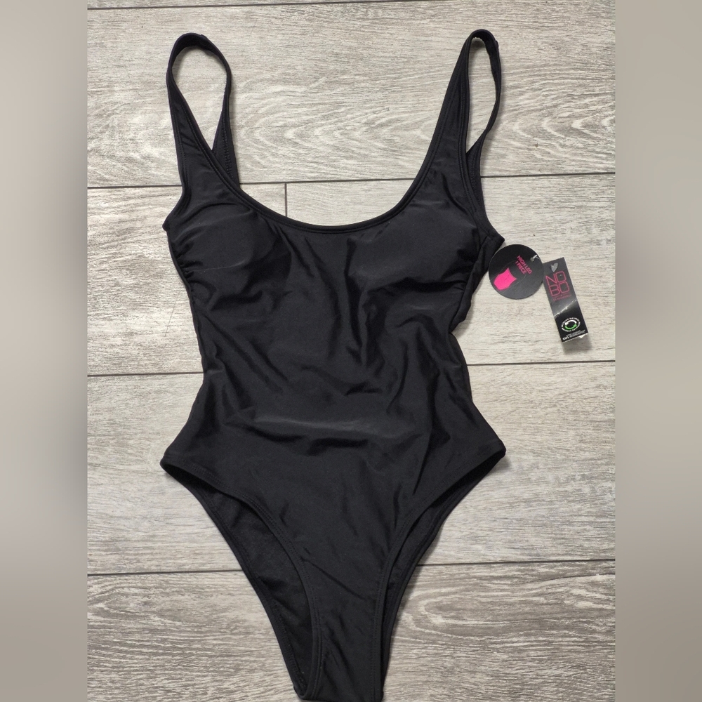 NOBO Black Women's One-Piece Swimsuit With A Mid Cut Open Back